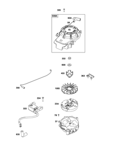 Flywheel, Ignition, And Starter Group Diagram and Parts List for 104M02-0015-H5 100000 - 19Z999 Briggs and Stratton Engine